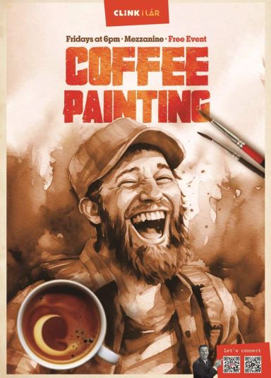 i Lar Coffee Painting evento no Dublin hostel