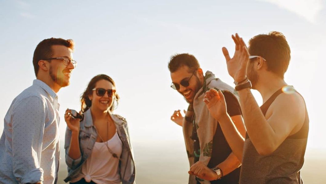 Group of friends laughing together