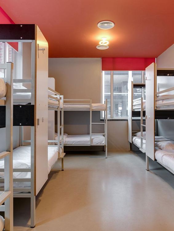 Bunk beds in dorm rooms at ClinkNOORD in Amsterdam