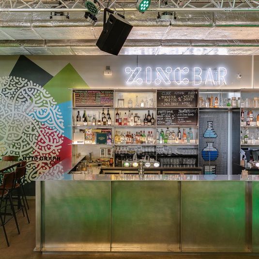 Zinc bar at ClinkNOORD hostel in Amsterdam