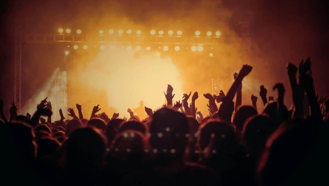 a crowd at a live music venue