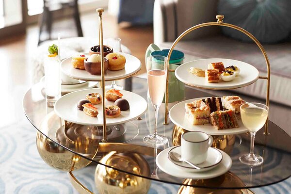 Afternoon tea trays and drinks