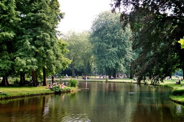 Pond in Vondelpark in Amsterdam