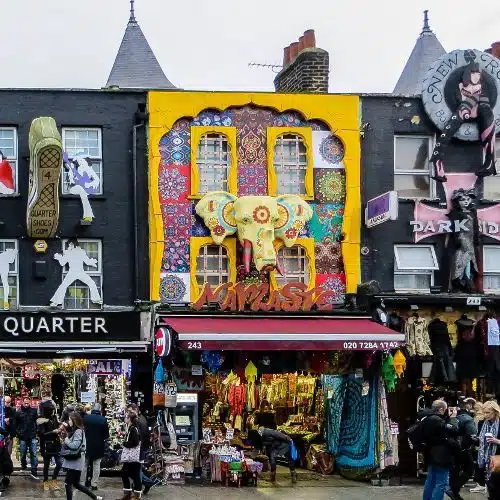 Decorative and colourful buildings at Camden Market