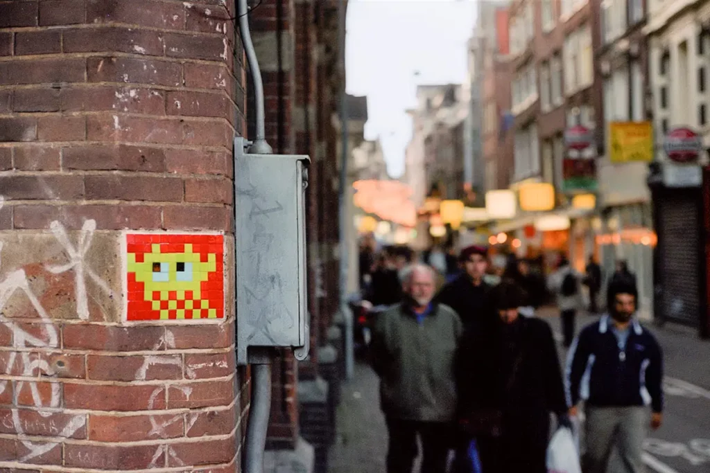 Space invader wall art throughout Amsterdam