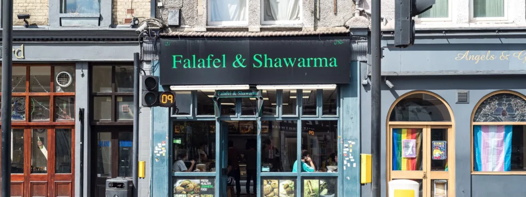 Frontage of Falafel & Shawarma London