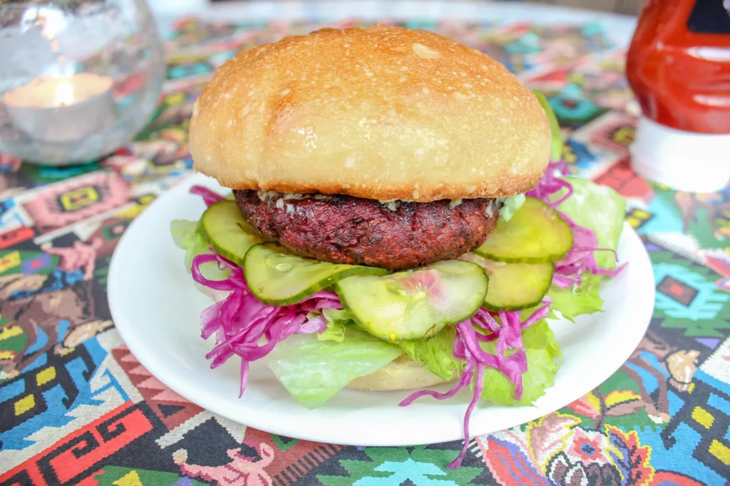 an innovative plant-based burger from Mildreds near Kings Cross in London