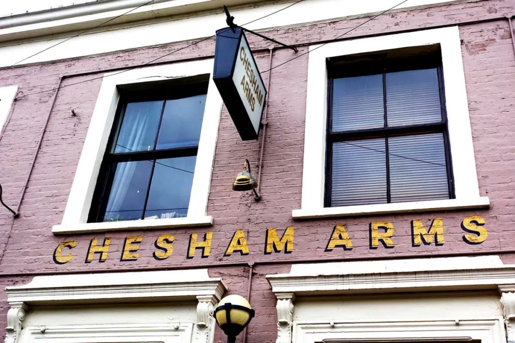 Signage outside the Chesham Arms pub in Homerton