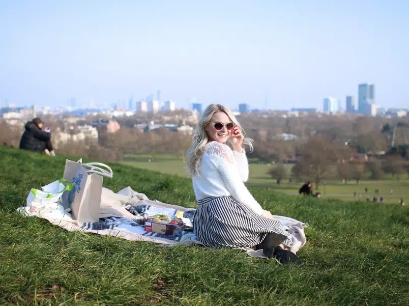 Woman picnicking on Primrose Hill