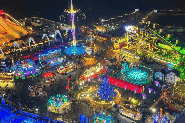 Aerial view from Winter Wonderland in London