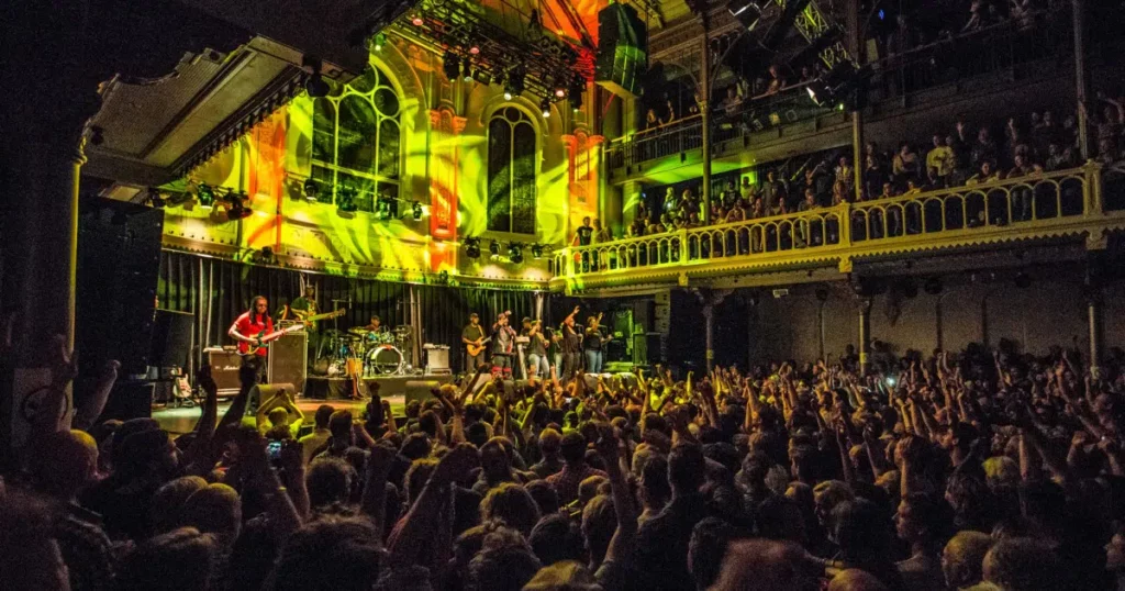 a live musical performance at the historic Paradiso venue in Amsterdam