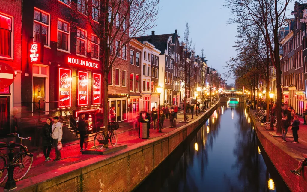 One of the most famous canals in Amsterdam's city centre, in the Red Light District