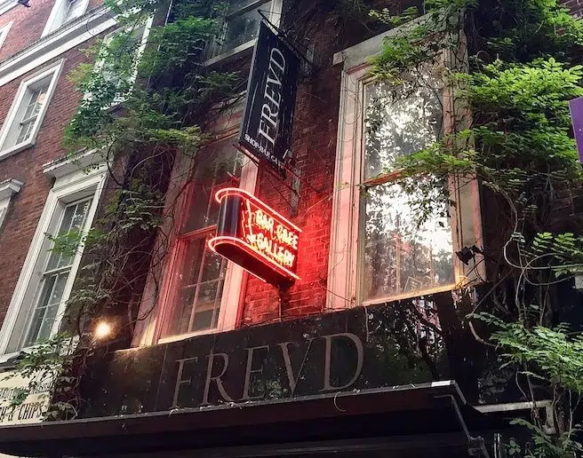 the exterior of Frevd bar in London