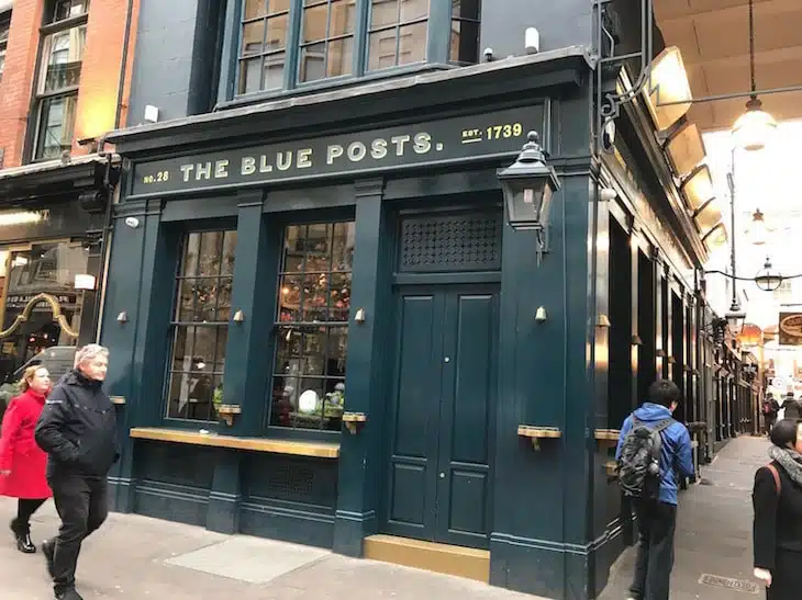 a view of the Blue Posts pub in London