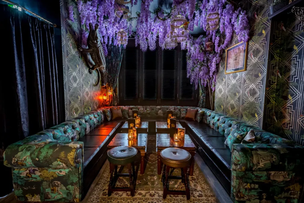 seating and decorations in London's Cocktail Club bar