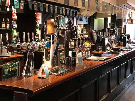 A selection of beers and spirits in a London City pub