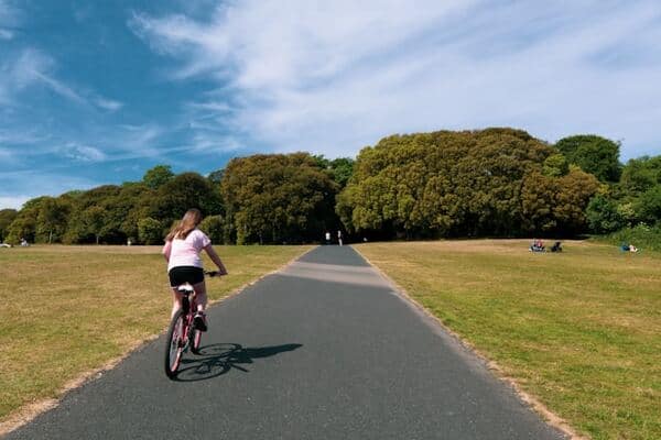 Someone cycling at St Anne's Park in Dublin