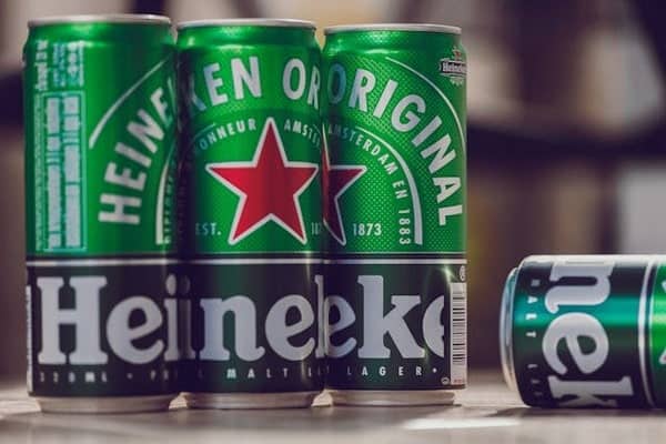 Cans of Heineken beer